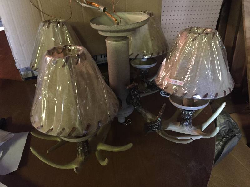 lot 13 image: Antler ceiling light.  New in box.