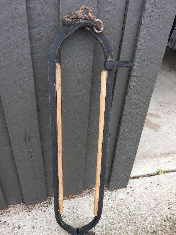lot 63 image: Lot of 3 vintage WoodMetal Cow Stanchions