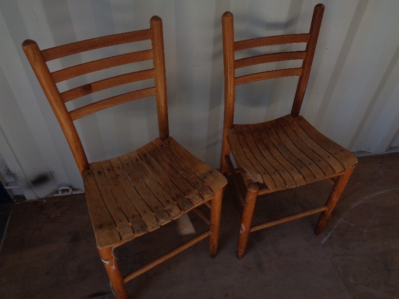 lot 132 image: 2 Old Wood Chairs