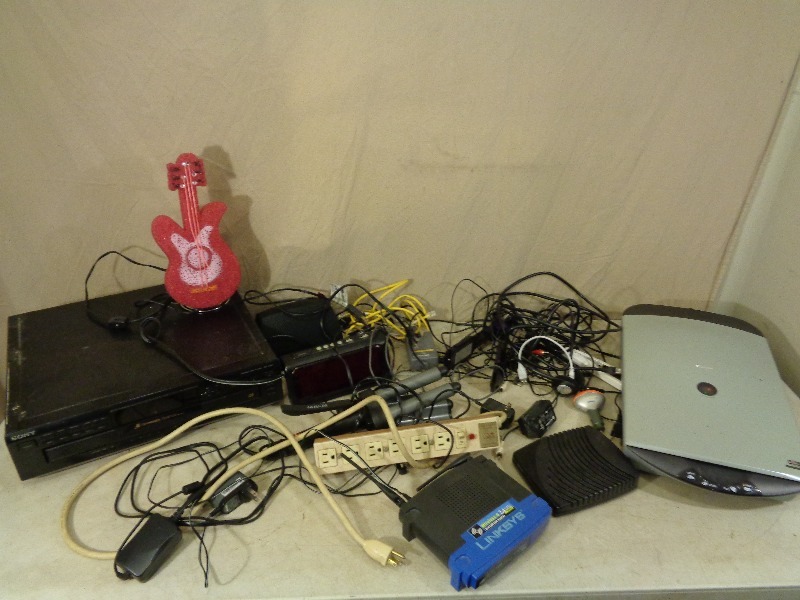 lot 150 image: Assorted Electronics, CD Player, Hair Styling, Router, and More