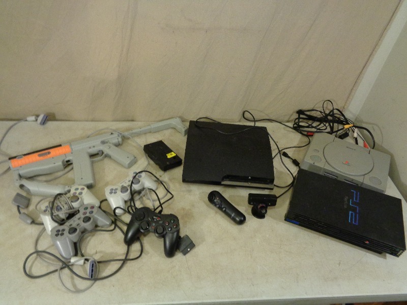 lot 175 image: Playstation 1, 2, and 3 with Accessories