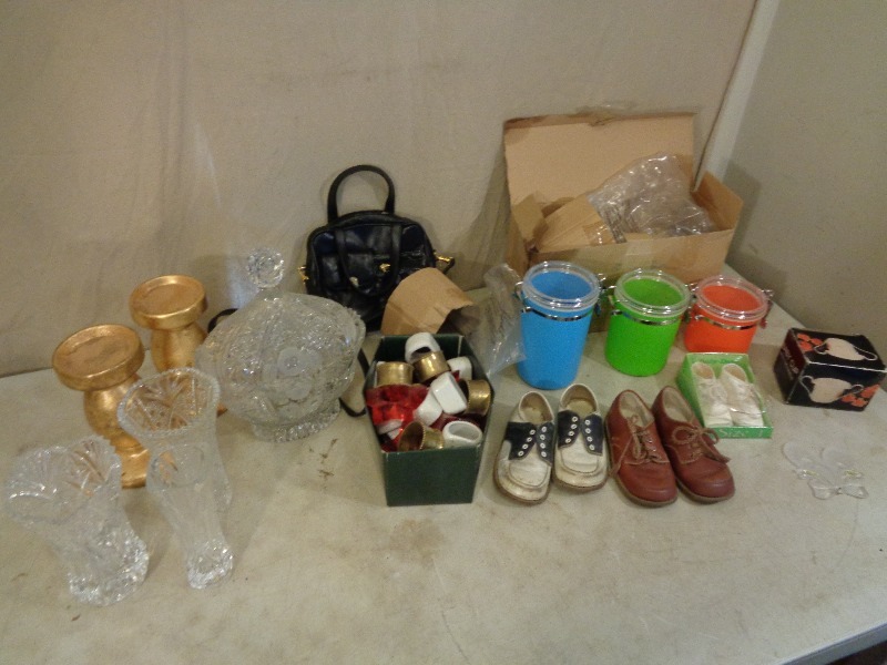 lot 213 image: New Canister Set, Vintage Baby Items, and More