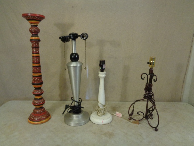 lot 217 image: 3 Lamps and Candle Holder