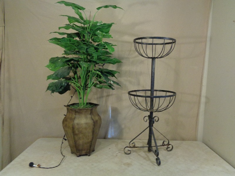 lot 220 image: Metal Stand and Artificial Plant