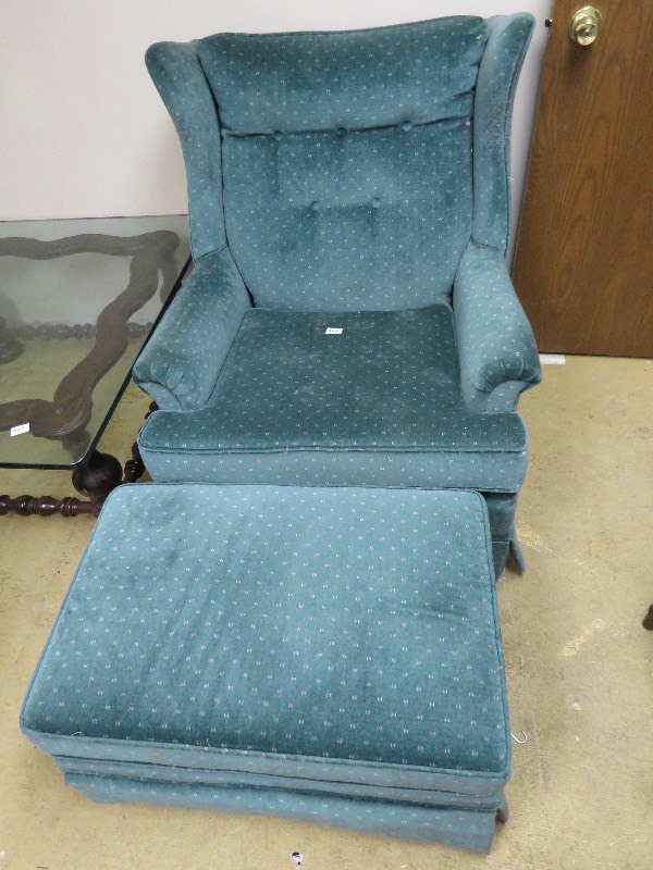 Green Chair with ottoman