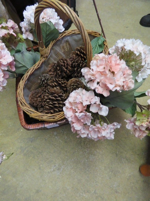 wicker baskets with flowers