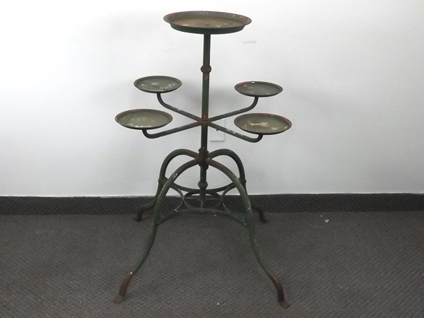 lot 24 image: Large Vintage Green Metal Plant Stand