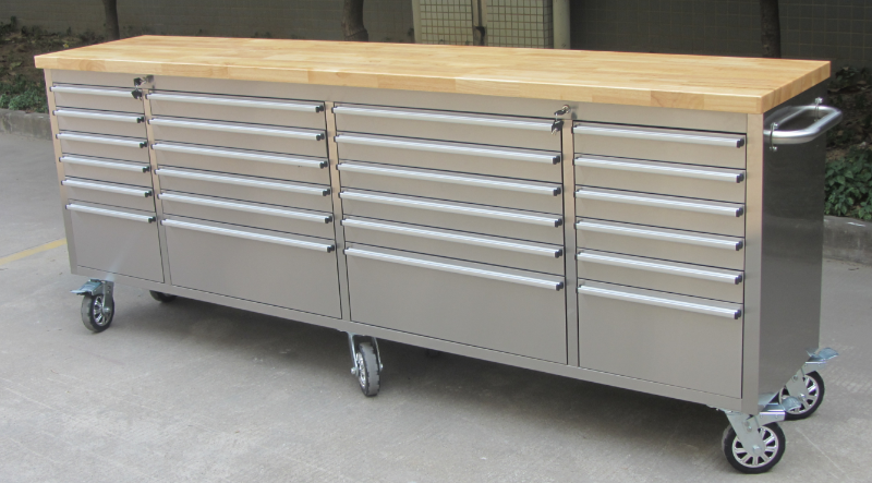 NEW SEIBEL STAINLESS STEEL ROLLER 96 24 DRAWER TOOL BENCH