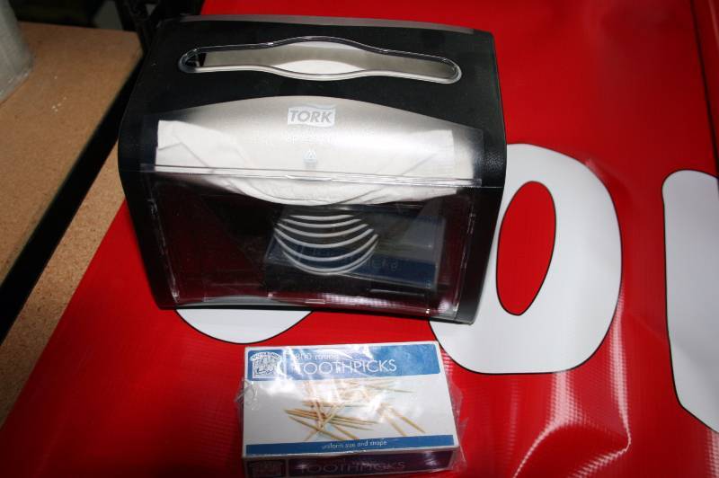 lot 18 image: Concessions Banner, Napkin holder, toothpicks