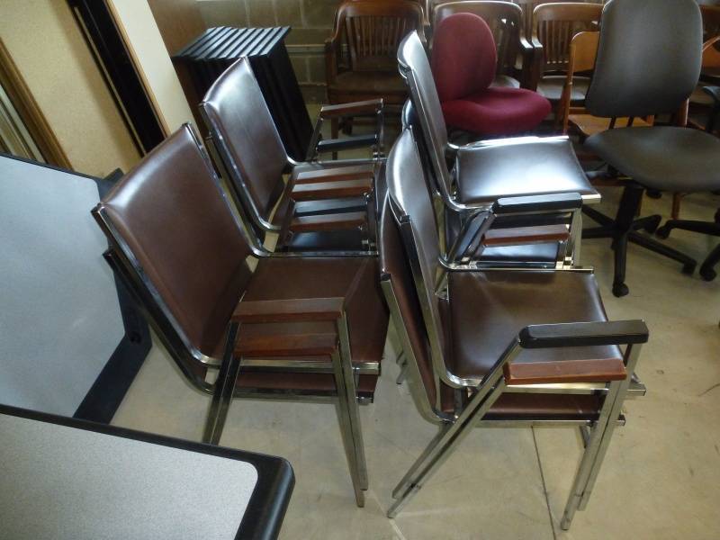 Steel Chairs Brown Vinyl