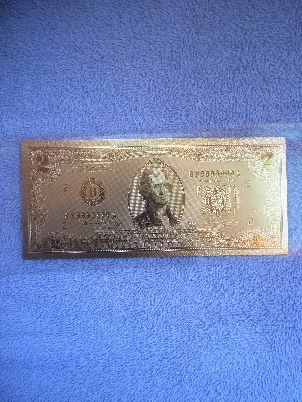 2 Dollar Gold Bill