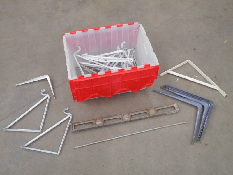 Tote Full Of Assorted Shelf Bracket...