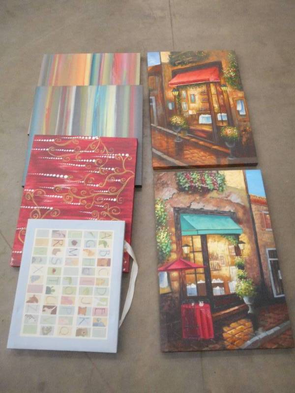 Lot Of (6) One-Of-A-Kind Canvas Pai...