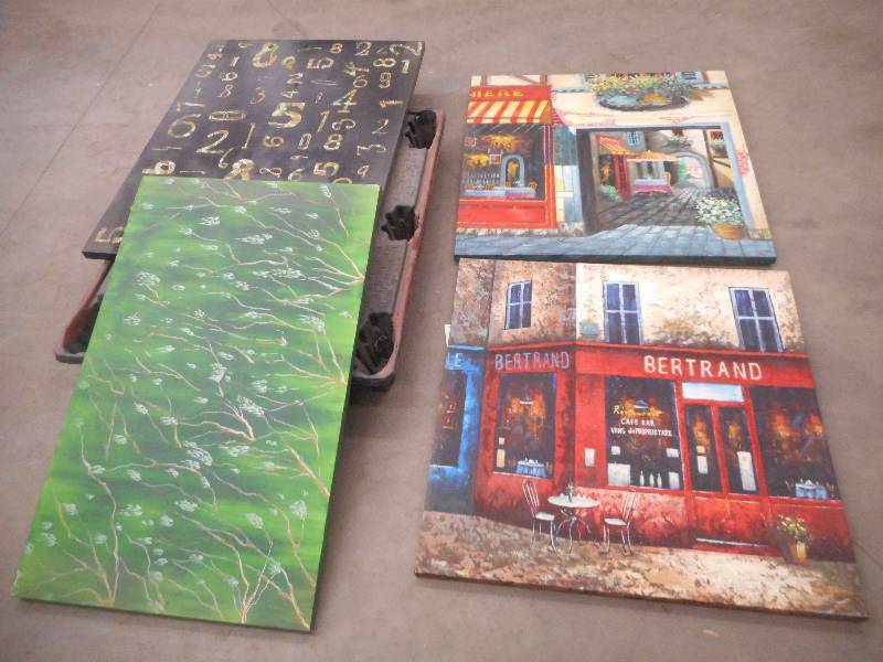 Lot Of (4) One-Of-A-Kind Canvas Pai...