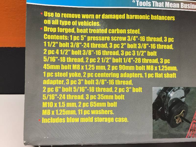 lot 32 image: GRIP HARMONIC BALANCE PULLER KIT MISSING PARTS