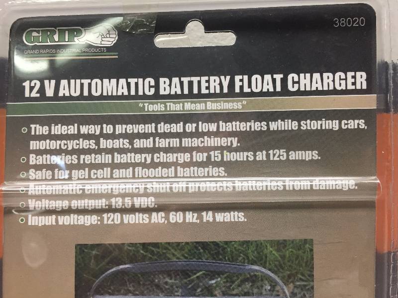 lot 34 image: GRIP 12 VOLT AUTOMATIC BATTERY FLOAT CHARGER