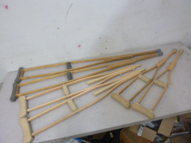 lot 256 image: 3 Pair of Crutches