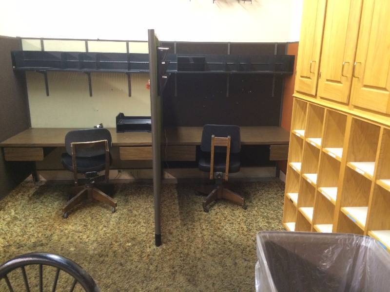 lot 7 image: Vintage Cubicle Walls, Chairs, Desks