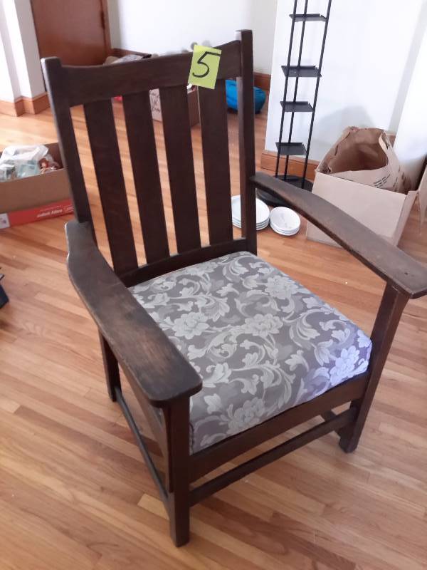 lot 5 image: LIFE TIME FURNITURE, Very old Chair.. Seat has been rebuilt and upholstered.. VERY NICE SHAPE.