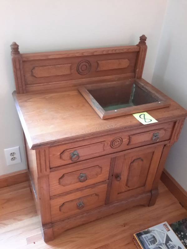 lot 8 image: Very old CommodeWash Table with Copper pan insert