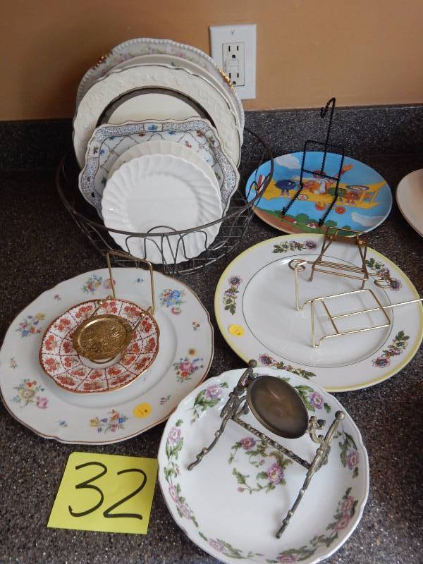 lot 32 image: Misc. Plates and Plate Stands as shown