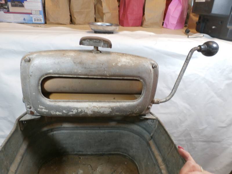 vintage small midwest brand wringer washtub