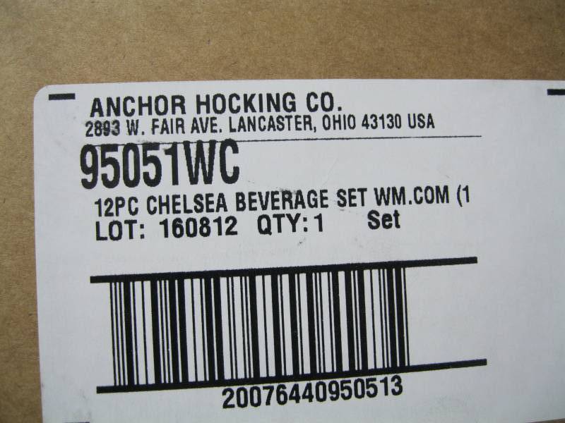 lot 224 image: Anchor Hocking Chelsea 12 Piece Set...