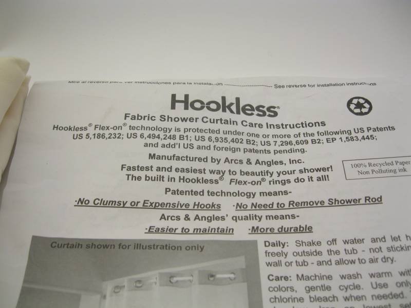 lot 592 image: Hookless Fabric Shower Curtain - Cr...
