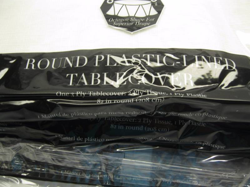 lot 1511 image: Case of 12 Round Plastic Lined Tabl...