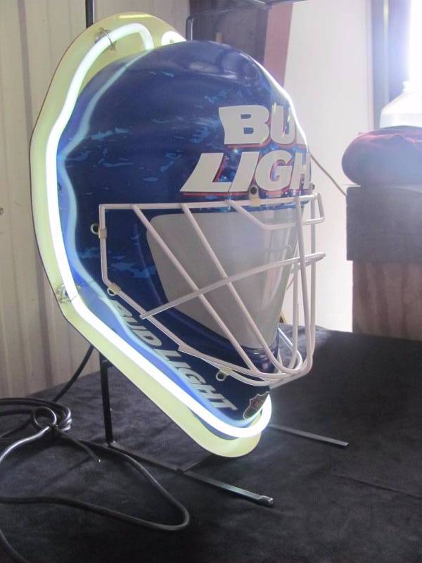 Bud Light Hockey Goalie Mask Neon Bar Sign Le Sueur Summer Deals