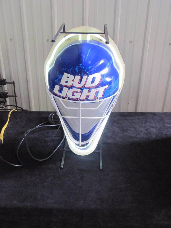 Bud Light Hockey Goalie Mask Neon Bar Sign Le Sueur Summer Deals