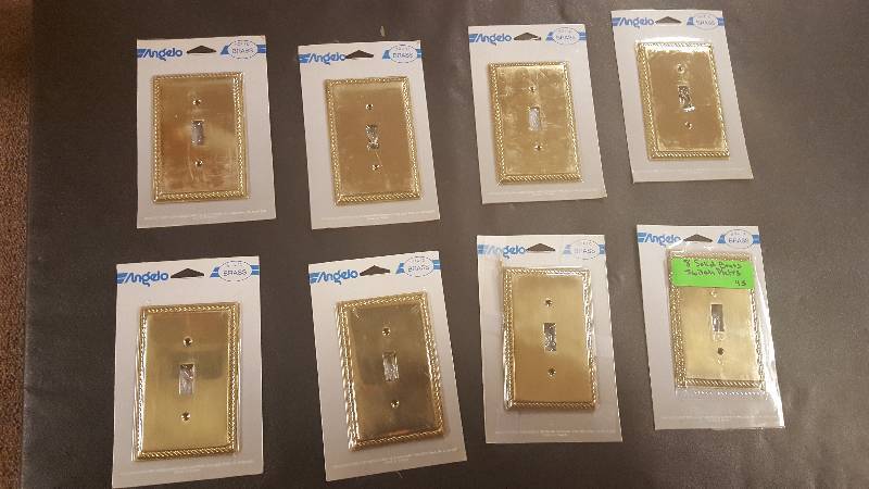 lot 100 image: Lot of (8) Solid Brass Switch Plates