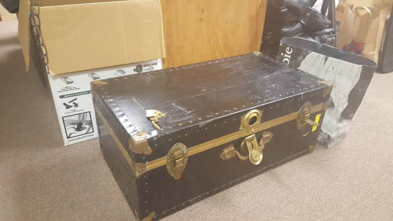 lot 95 image: Antique Black Latch Trunk