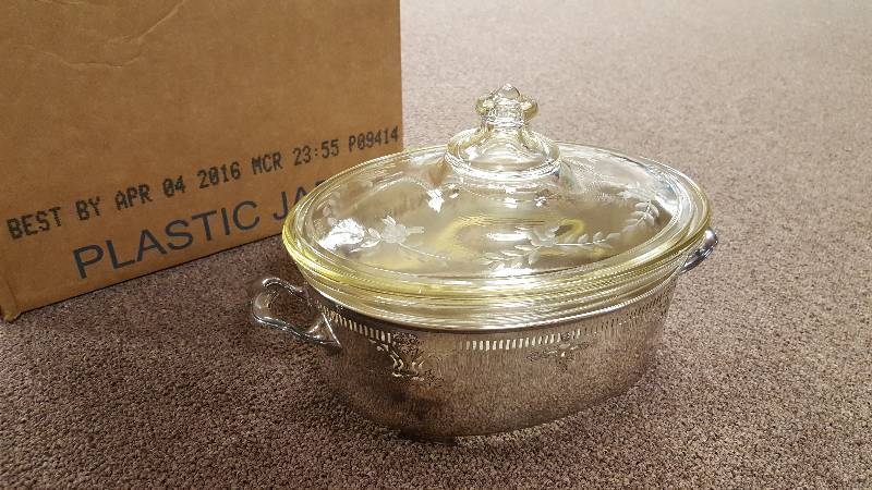 lot 112 image: Casserole Dish with Silver Plated Serving Holder