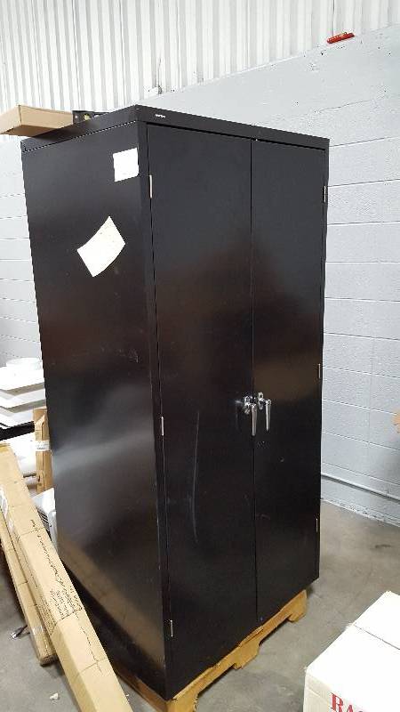lot 62 image: Hon Two Door Black Metal Cabinet