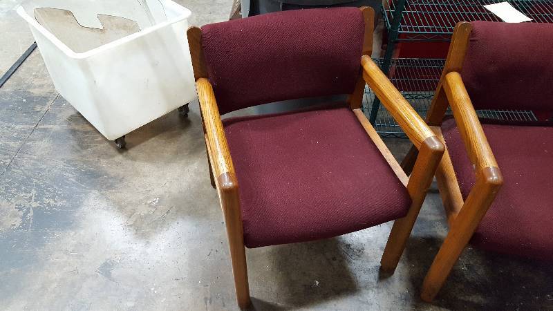 lot 59 image: Lot of (3) Burgundy Cloth Office Chairs
