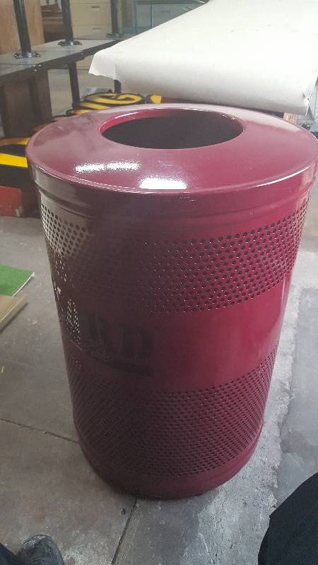 lot 55 image: 1 - Trash Recepticle - Steel, Burgundy