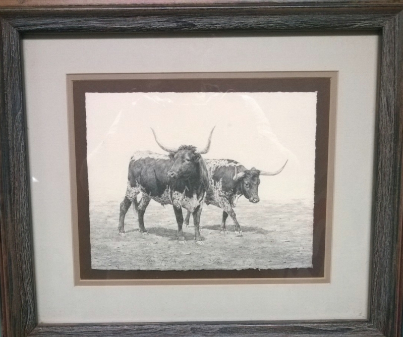 lot 70 image: Steve Forbis Print - Two Steers  - 2