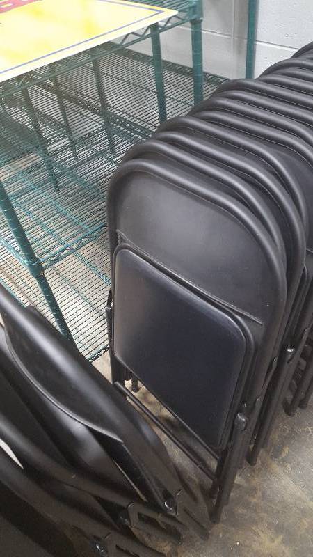 lot 136 image: Lot of (20) Black Metal Folding Chairs