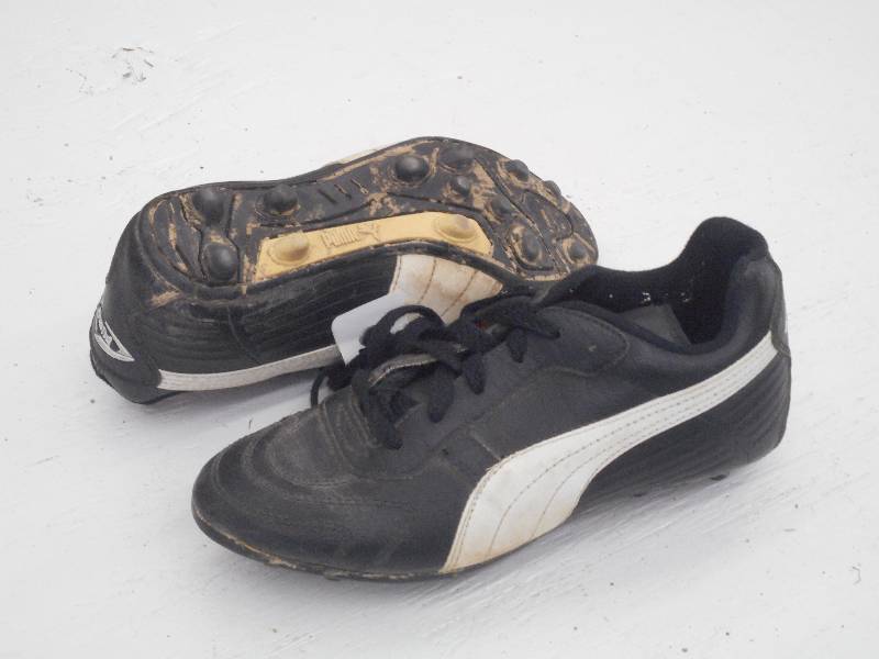 lot 117 image: Puma BlackWhite Soccer Shoes, Size...