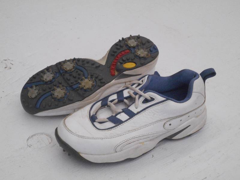 lot 130 image: Footjoy WhiteBlue Golf Shoes, Size...