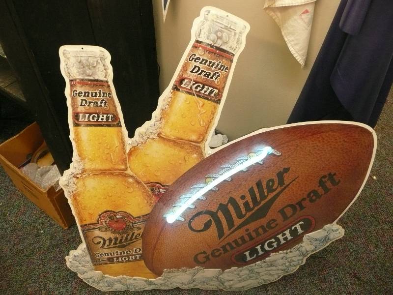 Large Miller Genuine Draft Tin Sign With Neon
