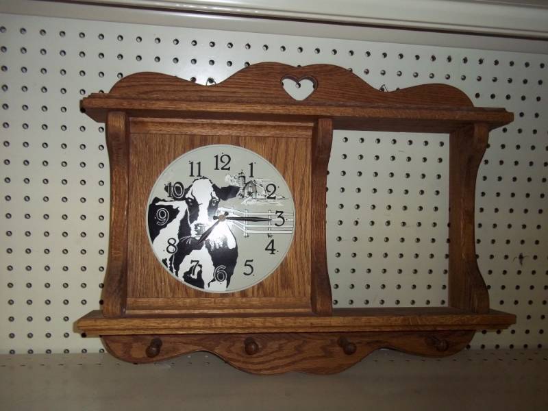 lot 46 image: Cow Clock with Shelf 22 x 18
