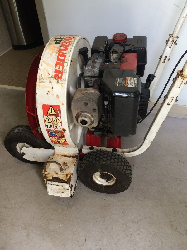 Little Wonder 8hp Walk Behind Push Blower   needs carb work & air filter