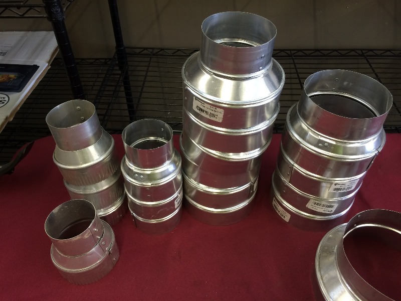 Assorted Sheetmetal Pipe Reducers - never used - lot of 25