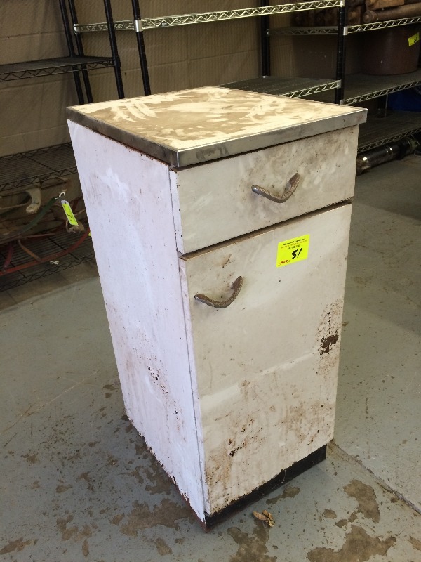Vintage Metal Storage Cabinet   15 wide x 20 deep x 36 high