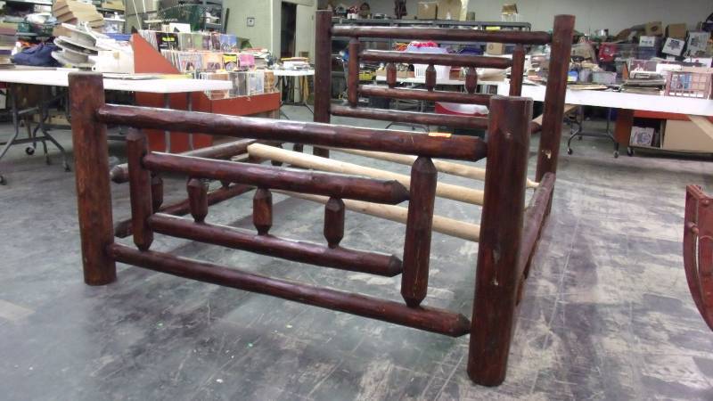 lot 275 image: Wood Log Bed Frame