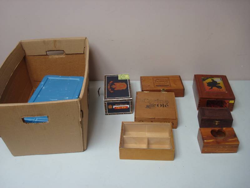lot 22 image: Lot Of Boxes, Some Wood Cigar Boxes