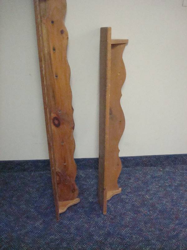 lot 25 image: Pair Of Wood Wall Shelves, Some Wear