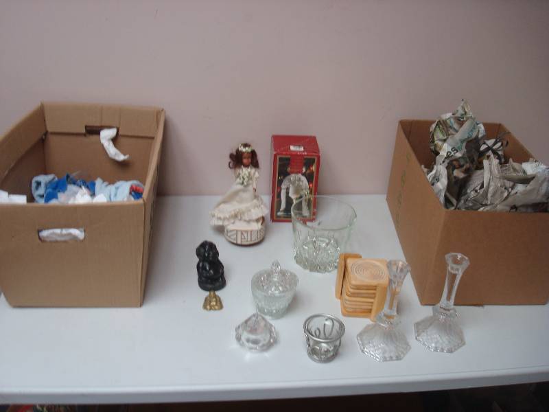 lot 97 image: Two Boxes With Mixed Items, Princess House Vase